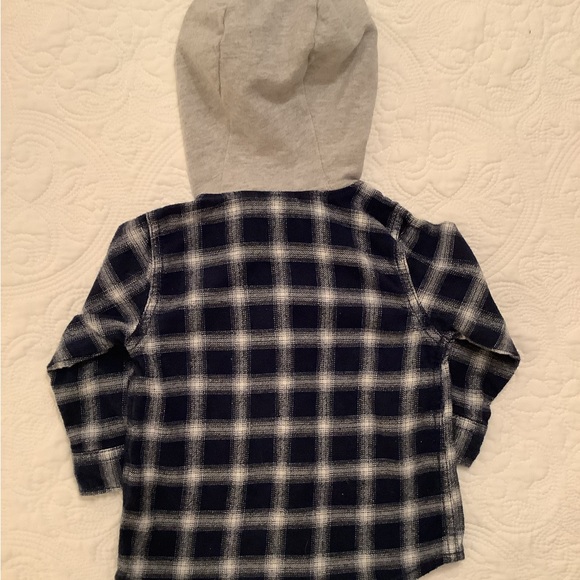 Carter’s Flannel shirt with Knit Hood, Size 12 Month - Picture 2 of 5